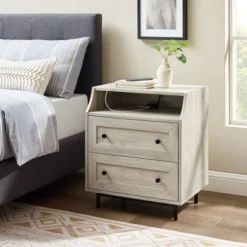 Transitional 2 Drawer Nightstand With USB Port - Saracina Home -Featured Furniture Stores GUEST a0442379 71fe 4ddb 9713 9cd9baec327f