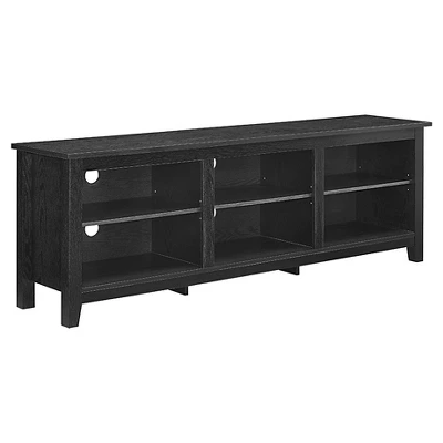 Transitional 6 Cubby Wood Open Storage Wood TV Stand For TVs Up To 80"- Saracina Home 4 Transitional 6 Cubby Wood Open Storage Wood TV Stand For TVs Up To 80"- Saracina Home - Image 2