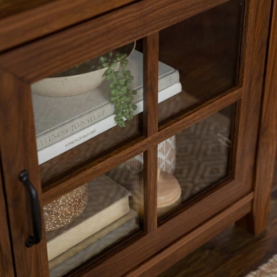 Tasi Transitional Farmhouse Glass Window Pane Door With Electric Fireplace TV Stand For TVs Up To 80" - Saracina Home 6 Tasi Transitional Farmhouse Glass Window Pane Door With Electric Fireplace TV Stand For TVs Up To 80" - Saracina Home - Image 4