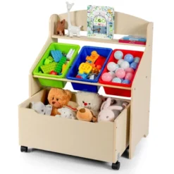 Costway Kids Wooden Toy Storage Unit Organizer W/Rolling Toy Box & Plastic Bins NaturalEspresso 23 Costway Kids Wooden Toy Storage Unit Organizer W/Rolling Toy Box & Plastic Bins NaturalEspresso -Featured Furniture Stores GUEST b1538226 2c79 451e 9800 9bc4afb4832c
