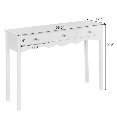 Costway Console Table Hall Table Side Table Desk Accent Table 3 Drawers Entryway White 8 Costway Console Table Hall Table Side Table Desk Accent Table 3 Drawers Entryway White - Image 6