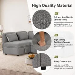 122.8" Minimalist Convertible Modular Sofa, Upholstered Sectional Sofa Couch With 5 Pillows-ModernLuxe 19 122.8" Minimalist Convertible Modular Sofa, Upholstered Sectional Sofa Couch With 5 Pillows-ModernLuxe -Featured Furniture Stores GUEST b708a31d 70a5 40da 9681 548a896ef1af