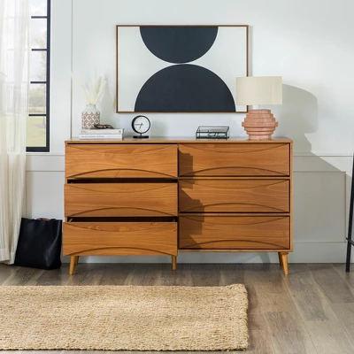 Mid-Century Modern Contoured 6 Drawer Dresser - Saracina Home 9 Mid-Century Modern Contoured 6 Drawer Dresser - Saracina Home - Image 8