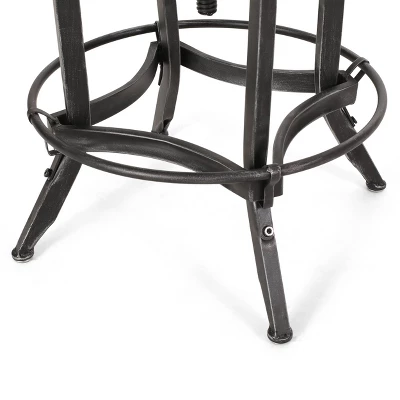 2pc Farmdale Industrial Firwood Adjustable Height Swivel Counter Height Barstools Antique Natural/Pewter - Christopher Knight Home 10 2pc Farmdale Industrial Firwood Adjustable Height Swivel Counter Height Barstools Antique Natural/Pewter - Christopher Knight Home - Image 8