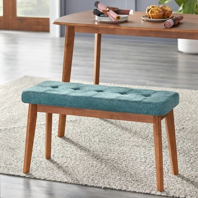 4pc Nettie Mid-Century Modern Dining Set With Bench Walnut/Teal - Buylateral 6 4pc Nettie Mid-Century Modern Dining Set With Bench Walnut/Teal - Buylateral - Image 4