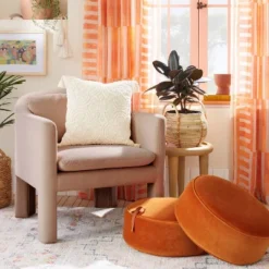 Olivia Round Pouf Rust - Opalhouse™ Designed With Jungalow™