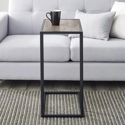 23" Modern Rectangle Two-Tone C Side Table With Metal Base - Saracina Home 5 23" Modern Rectangle Two-Tone C Side Table With Metal Base - Saracina Home - Image 3