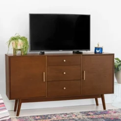 Mid-Century Modern Wood Console TV Stand For TVs Up To 65" - Saracina Home -Featured Furniture Stores GUEST cb85f3af 3c20 42f9 8a52 5c742cd3a8be