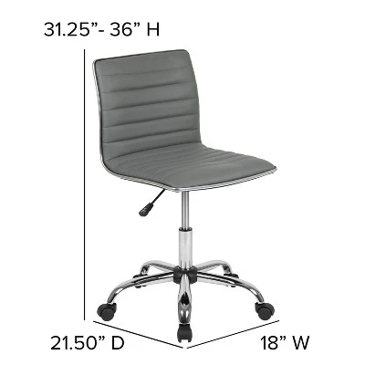 Emma And Oliver Low Back Designer Armless Ribbed Swivel Task Office Chair 7 Emma And Oliver Low Back Designer Armless Ribbed Swivel Task Office Chair - Image 5