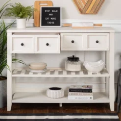 48" Farmhouse Solid Wood 2 Drawer Buffet White - Saracina Home -Featured Furniture Stores GUEST d14be0db 9591 4712 bd66 b181051f2d7c