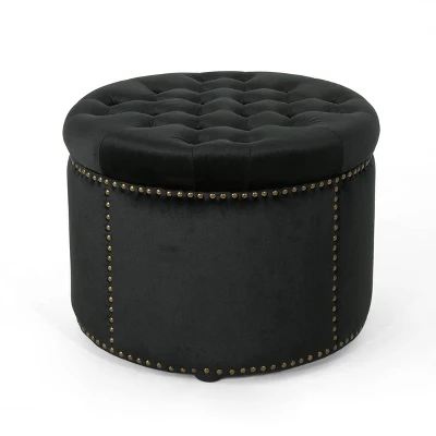 Tiernan Glam Velvet Tufted Ottoman - Christopher Knight Home 7 Tiernan Glam Velvet Tufted Ottoman - Christopher Knight Home - Image 5