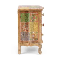Ailey Handcrafted Boho Mango Wood 3 Drawer Nightstand Natural - Christopher Knight Home -Featured Furniture Stores GUEST d2a0da4f 2eb2 4284 a2b1 540f55b08a0f
