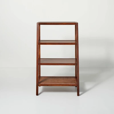 40" 4-Shelf Wood & Cane Transitional Ladder Bookshelf - Brown - Hearth & Hand™ With Magnolia 3 40" 4-Shelf Wood & Cane Transitional Ladder Bookshelf - Brown - Hearth & Hand™ With Magnolia - Image 2