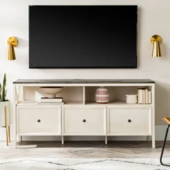 Farmhouse 3 Drawer Wood TV Stand For TVs Up To 65" - Saracina Home 23 Farmhouse 3 Drawer Wood TV Stand For TVs Up To 65" - Saracina Home -Featured Furniture Stores GUEST d890395a 27f0 4b45 bf1f 60a2de900433