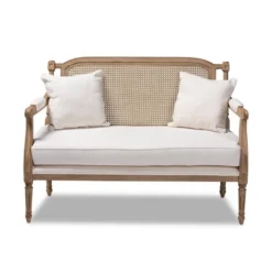 Clemence Upholstered Whitewashed Wood Sofa Loveseat Ivory/Oak - Baxton Studio 19 Clemence Upholstered Whitewashed Wood Sofa Loveseat Ivory/Oak - Baxton Studio -Featured Furniture Stores GUEST d94fa4f6 a255 4ee1 9ed4 ec507c7e71f5