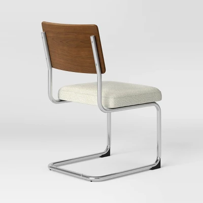 2pk Cecilton Chrome Cantilever Dining Chairs Cream Boucle - Threshold™ 6 2pk Cecilton Chrome Cantilever Dining Chairs Cream Boucle - Threshold™ - Image 4