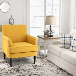 Tangkula Set Of 2 Modern Accent Chair Upholstered Sofa Chair W/ Rubber Wood Legs Yellow 12 Tangkula Set Of 2 Modern Accent Chair Upholstered Sofa Chair W/ Rubber Wood Legs Yellow -Featured Furniture Stores GUEST dab8dbf1 5e62 4ea9 bb76 355422eca76f
