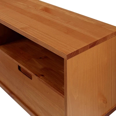 Cara 3 Drawer Mid-Century Modern 3 Drawer TV Stand For TVs Up To 80" - Saracina Home 6 Cara 3 Drawer Mid-Century Modern 3 Drawer TV Stand For TVs Up To 80" - Saracina Home - Image 4