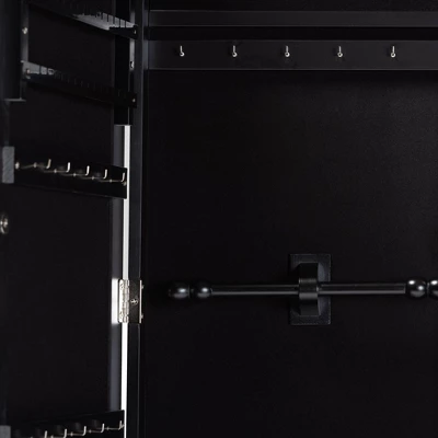 Pontus Wood Wall-Mountable Jewelry Armoire With Mirror - Baxton Studio 7 Pontus Wood Wall-Mountable Jewelry Armoire With Mirror - Baxton Studio - Image 5