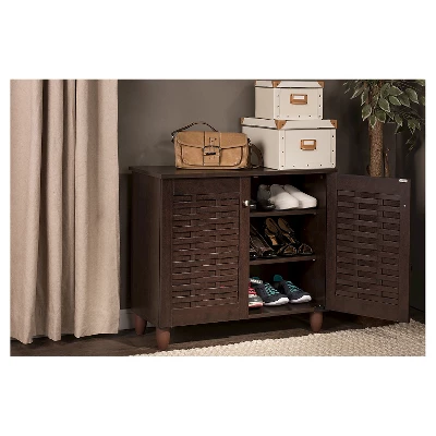 Winda Modern And Contemporary 2-Door Wooden Entryway Shoes Storage Cabinet - Dark Brown - Baxton Studio 7 Winda Modern And Contemporary 2-Door Wooden Entryway Shoes Storage Cabinet - Dark Brown - Baxton Studio - Image 5