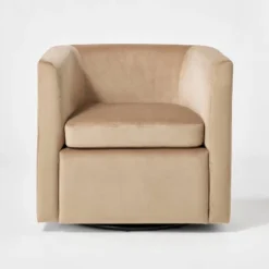 Vernon Upholstered Barrel Swivel Chair Light Brown Velvet - Threshold™ Designed With Studio McGee 9 Vernon Upholstered Barrel Swivel Chair Light Brown Velvet - Threshold™ Designed With Studio McGee -Featured Furniture Stores GUEST e8cdeaea 6538 4b63 93db f39effae6277