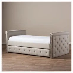 Twin Swanson Modern And Contemporary Fabric Tufted Daybed With Roll-Out Trundle Guest Bed - Baxton Studio 26 Twin Swanson Modern And Contemporary Fabric Tufted Daybed With Roll-Out Trundle Guest Bed - Baxton Studio -Featured Furniture Stores GUEST f1e821fa 4d7d 4e24 9bd2 c0f2df87c2a9