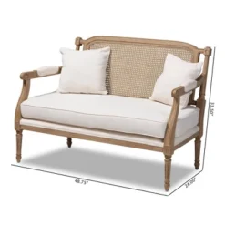Clemence Upholstered Whitewashed Wood Sofa Loveseat Ivory/Oak - Baxton Studio 13 Clemence Upholstered Whitewashed Wood Sofa Loveseat Ivory/Oak - Baxton Studio -Featured Furniture Stores GUEST f579c495 9777 491f 9c22 e470e3284691