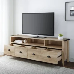 4 Drawer Farmhouse TV Stand For TVs Up To 80" - Saracina Home